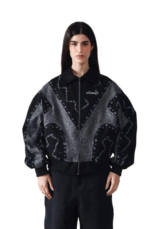 Monochrome Panels Jacket Hoodie Zip-Up Jacket Button-Up Jacket