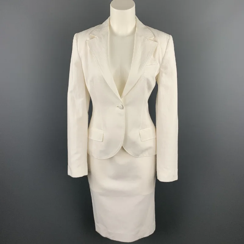 DOLCE & GABBANA Size 8 White Cotton / Flax A-Line Skirt Set velvet skirt luxurious