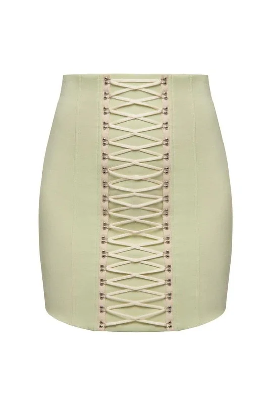 GREEN CORSETED SKIRT corduroy skirt textured