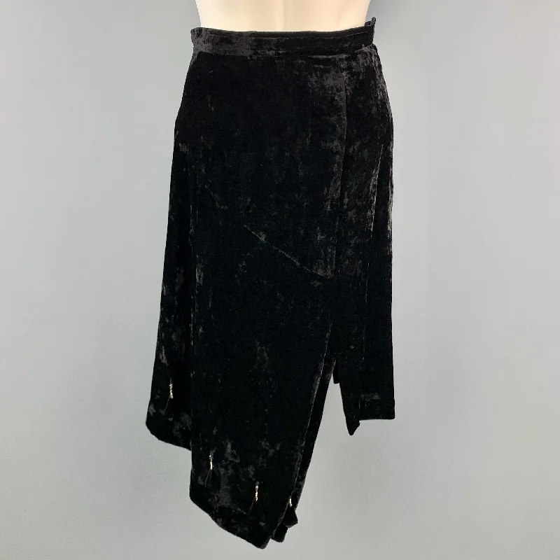 COMME des GARCONS Size S Black Polyester / Rayon Asymmetrical Hem Black Beads Skirt lace skirt intricate