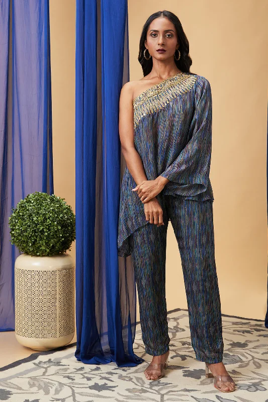Elara One-shoulder Top With Pants Lightweight Jogger Pants