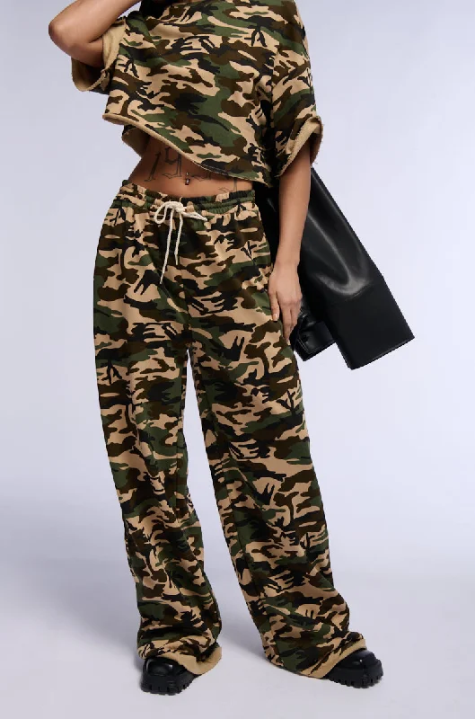 LIFT ME UP WIDE LEG CAMO JOGGER PANT Elegant Palazzo Trousers