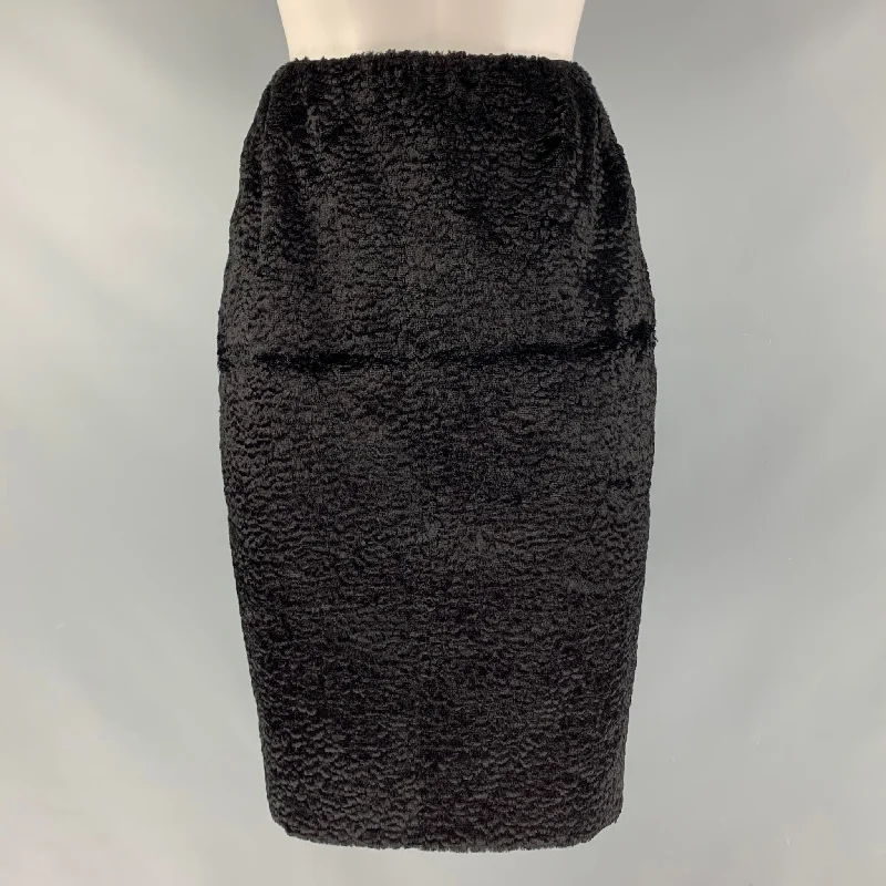 JAD RACHA Size S Black Textured Pencil Below Knee Skirt cashmere skirt soft