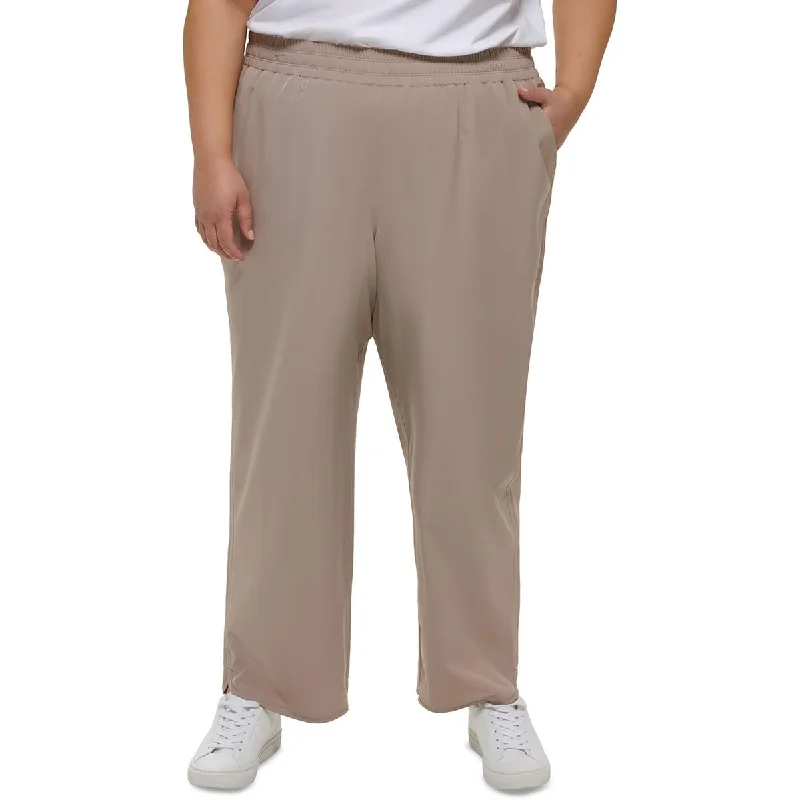Calvin Klein Performance Womens Plus Smocked High Rise Wide Leg Pants Fashionable Sporty Pants Calvin Klein Performance Womens Plus Smocked High Rise Wide Leg Pants Fashionable Sporty Pants