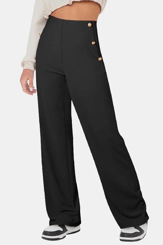 Hazel Blues® |  Decorative Button High Rise Pants Slim-Fit Khaki Pants