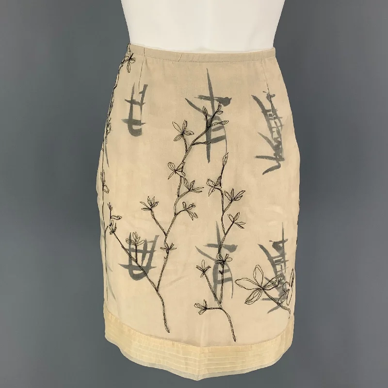 VINTAGE Size S Beige Embroidered Skirt corduroy skirt cozy