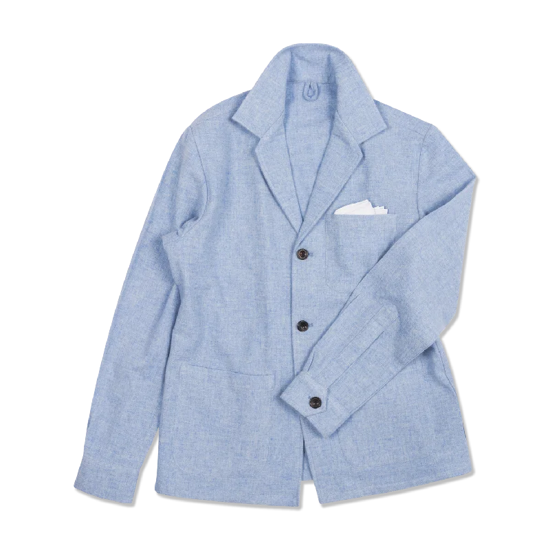 Painters Jacket in Sky Blue Boiled Wool Chenille Jacket Brocade Jacket Lace Jacket