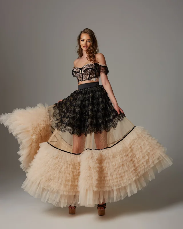 Princess Lace Maxi Skirt leather skirt sleek