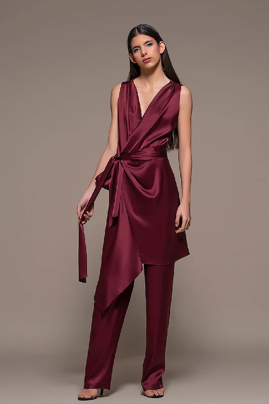 V–Neckline Jacket with Pants Cozy Knit Pants