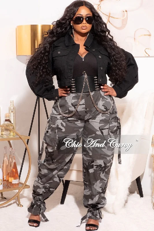 *Final Sale Plus Size Denim Jacket with Balloon Sleeves in Black Wool Fabric Cashmere Fabric Tweed Fabric *Final Sale Plus Size Denim Jacket with Balloon Sleeves in Black Wool Fabric Cashmere Fabric Tweed Fabric