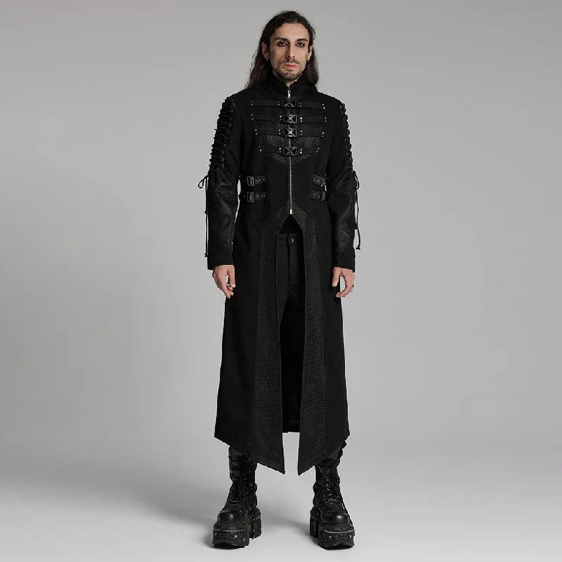 Men's Punk Buckle-up Lace-up Rivets Jacket Chenille Jacket Brocade Jacket Lace Jacket