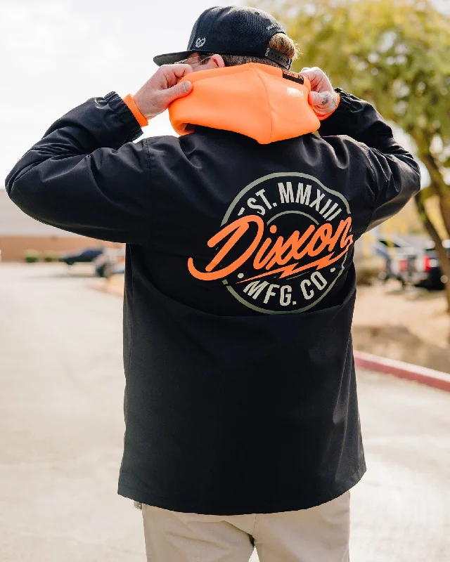 Orange & Gold MFG Badge Coaches Jacket - Black Fleece Jacket Down Jacket Feather Jacket Orange & Gold MFG Badge Coaches Jacket - Black Fleece Jacket Down Jacket Feather Jacket