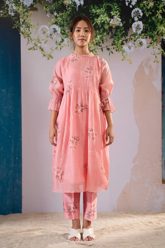 Pleated Kurta and Pant Set Casual Yoga Pants