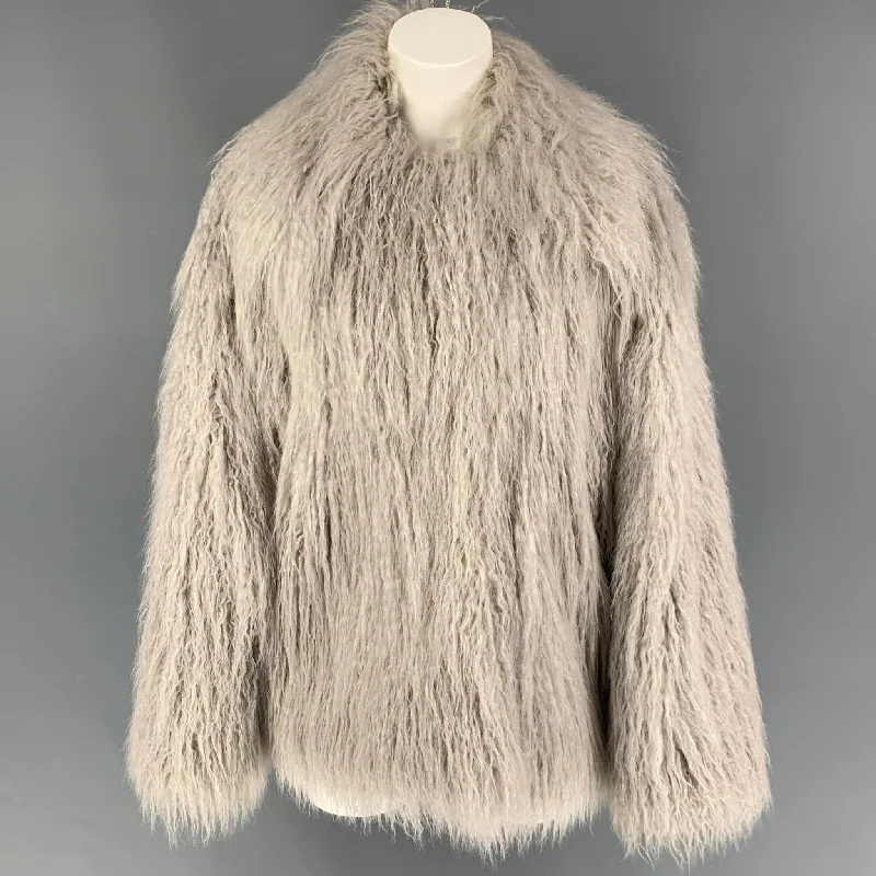 STELLA McCARTNEY Size M Grey Faux Fur Modacrylic Jacket Jersey Jacket Tulle Jacket Batik Jacket STELLA McCARTNEY Size M Grey Faux Fur Modacrylic Jacket Jersey Jacket Tulle Jacket Batik Jacket