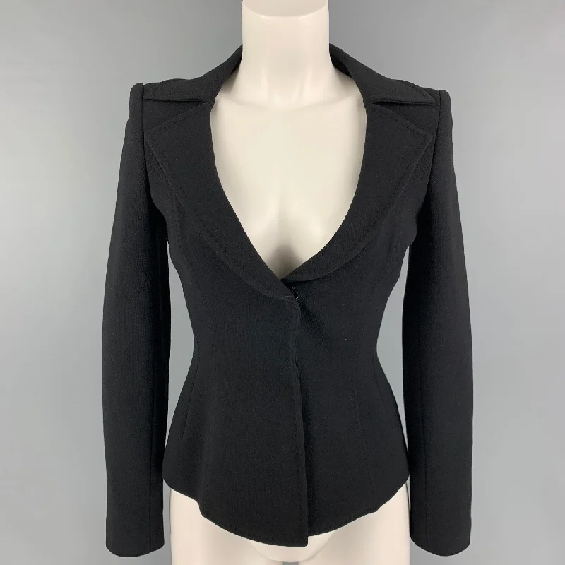 DOLCE & GABBANA Size 4 Black Wool Blend Jacket A-Line Jacket Boat Neck Shawl Collar