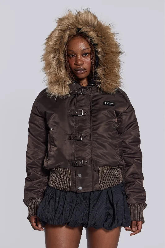 Brown Jet Jacket Zippered Jacket Buttoned Jacket Snapped Jacket