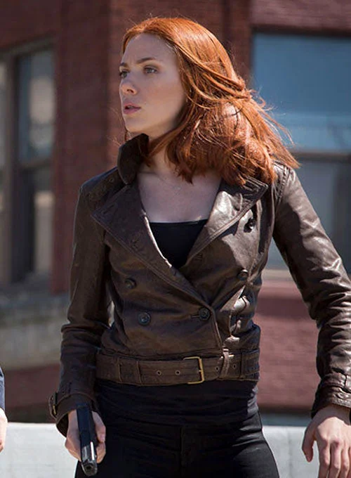 Captain America The Winter Soldier Scarlett Johansson Jacket Notch Collar Peter Pan Collar Cowl Neck Captain America The Winter Soldier Scarlett Johansson Jacket Notch Collar Peter Pan Collar Cowl Neck