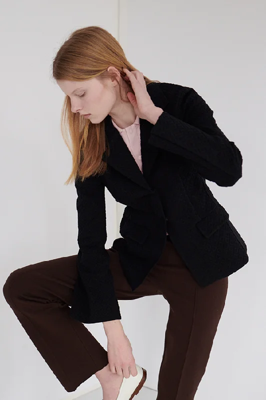Kick Stretch-Cotton Pants in Subtle Jacquard Chocolate (Sold Out) Chic Black Leggings Kick Stretch-Cotton Pants in Subtle Jacquard Chocolate (Sold Out) Chic Black Leggings