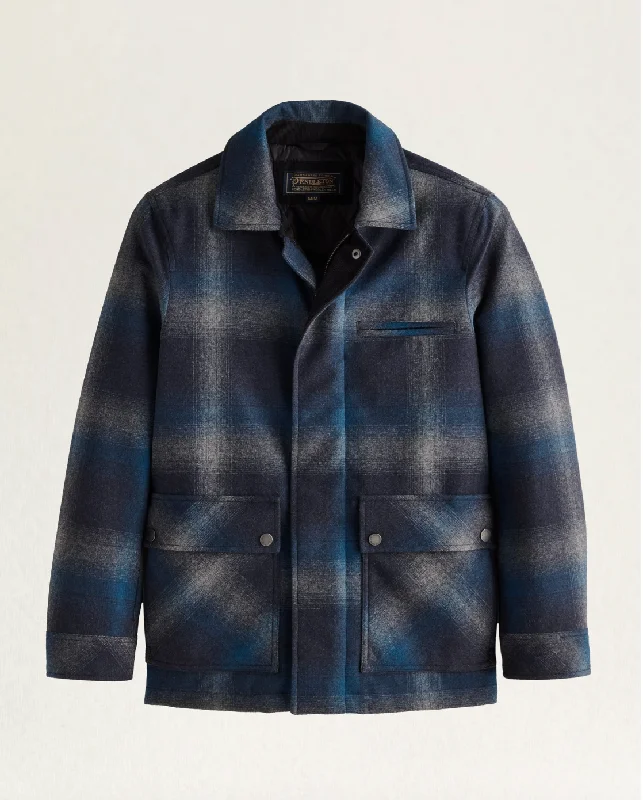MEN'S PLAID EUGENE FIELD JACKET<br>GREY/BLUE PLAID Knit Jacket Woven Jacket Fleece Jacket MEN'S PLAID EUGENE FIELD JACKET<br>GREY/BLUE PLAID Knit Jacket Woven Jacket Fleece Jacket