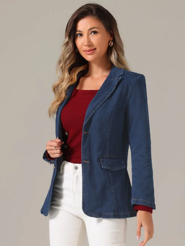 Notched Lapel Denim Single Breasted Shoulder Pad Blazer Jackets Fleece Jacket Down Jacket Parka Notched Lapel Denim Single Breasted Shoulder Pad Blazer Jackets Fleece Jacket Down Jacket Parka