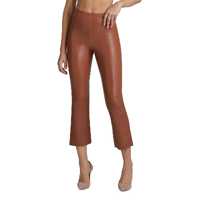 Commando Womens Faux Leather Cropped Flared Pants Formal Linen Trousers