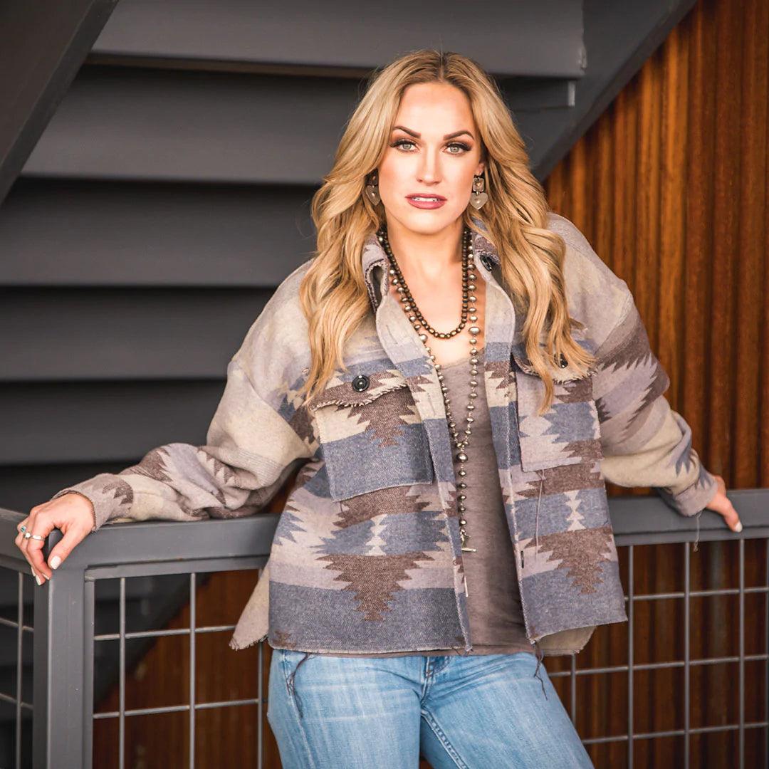STS Ranchwear Ladies Cave Creek Aztec Shirt Jacket STS9233 Zip Front Button Front Snap Front STS Ranchwear Ladies Cave Creek Aztec Shirt Jacket STS9233 Zip Front Button Front Snap Front