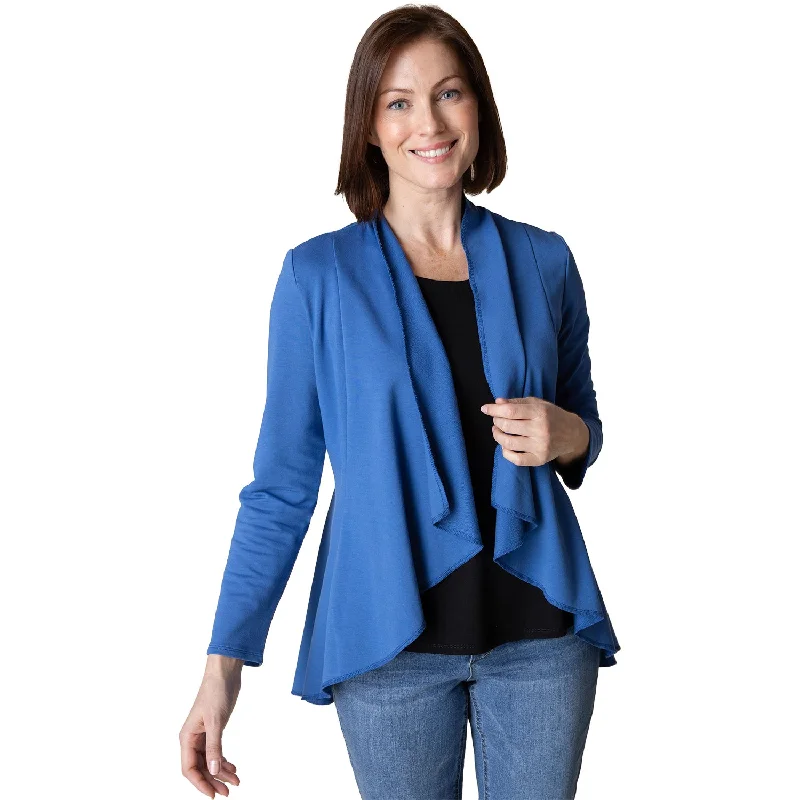 Women's Habitat French Terry Drape Front Jacket Blue Jacket Blazer Coat