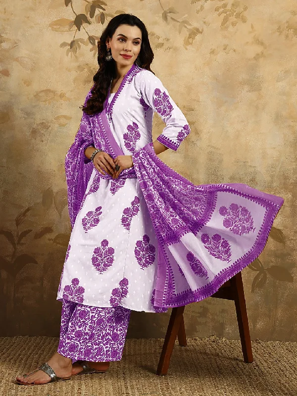 Purple Designer Readymade Pant With Printed Embroidery Work Formal Stretch Pants