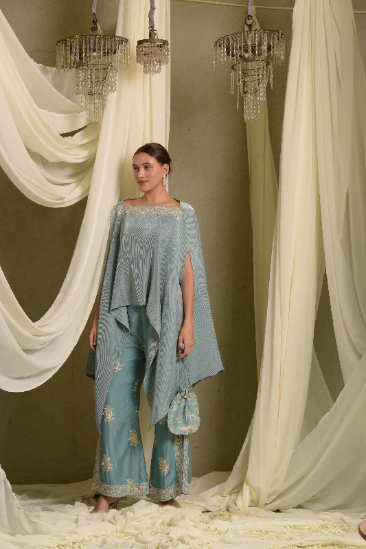 Reyna Gara Glazed  Cape With Pants Classic Straight-Leg Pants