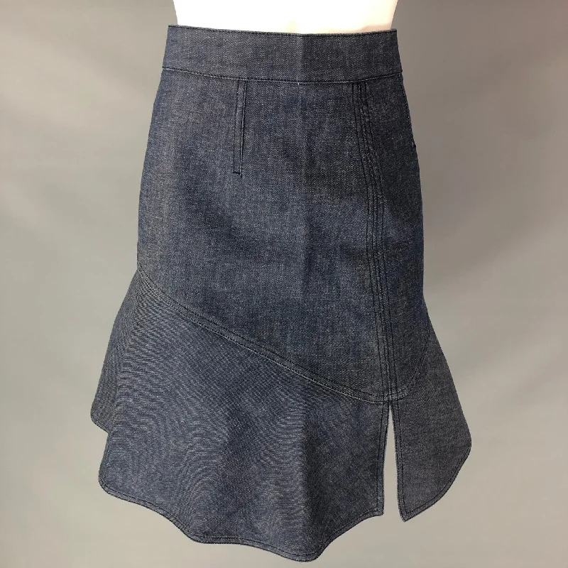 LOUIS VUITTON Size 4 Blue Cotton &  Polyurethane Solid Knee-Length Skirt denim skirt durable