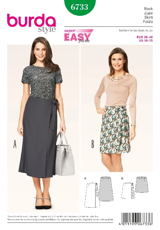 Burda Pattern 6733- Misses Wrap Skirt chiffon skirt airy