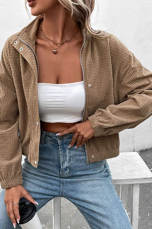 WOMEN HIGH NECK PLAID QUILTED BUTTON UP JACKET Boat Neck Shawl Collar Notched Collar WOMEN HIGH NECK PLAID QUILTED BUTTON UP JACKET Boat Neck Shawl Collar Notched Collar