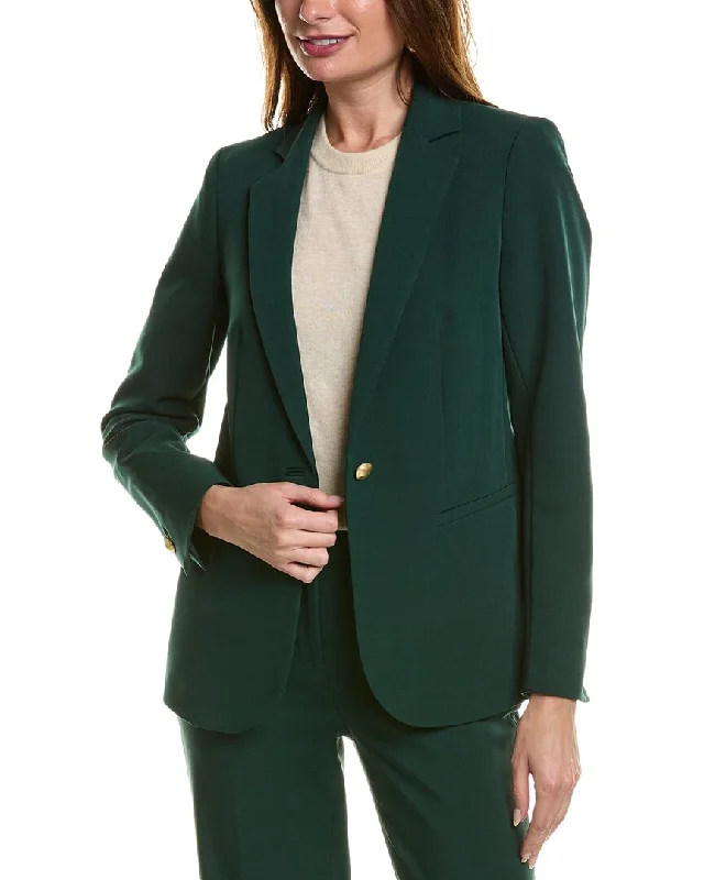 Anne Klein Notch Collar Jacket Front Pockets Side Pockets Patch Pockets