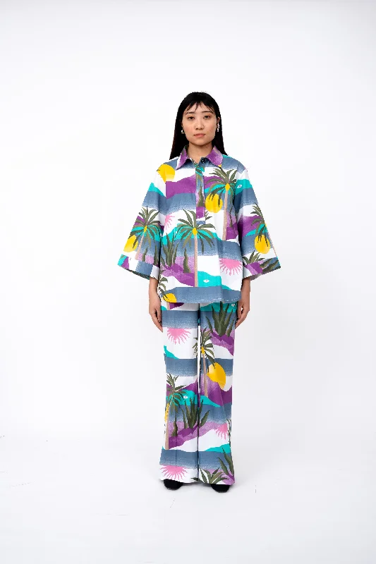 Island Print Classic Pant Soft Stretch Trousers