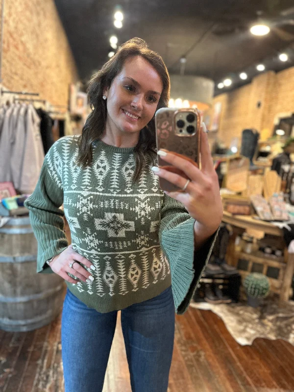 Juda Aztec Bell Sleeve Sweater ✙ON SALE NOW ✙ Chenille Blend Fleece Blend Nylon Blend Juda Aztec Bell Sleeve Sweater ✙ON SALE NOW ✙ Chenille Blend Fleece Blend Nylon Blend