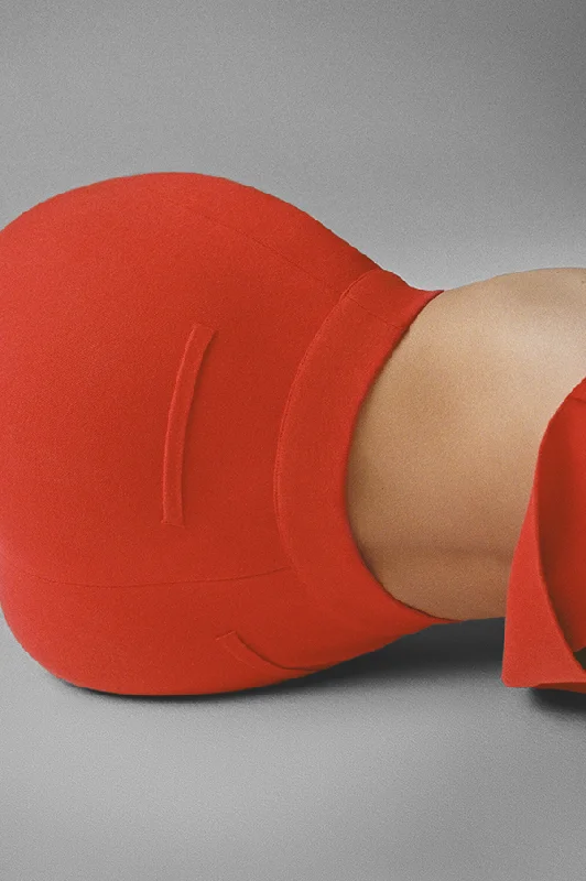 Long Kick Stretch-Cotton Pants in Subtle Jacquard Red (Sold Out) Soft Stretch Pants