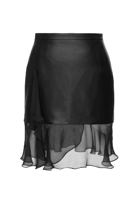 RUFFLE-TRIMMED MINI SKIRT leather skirt durable