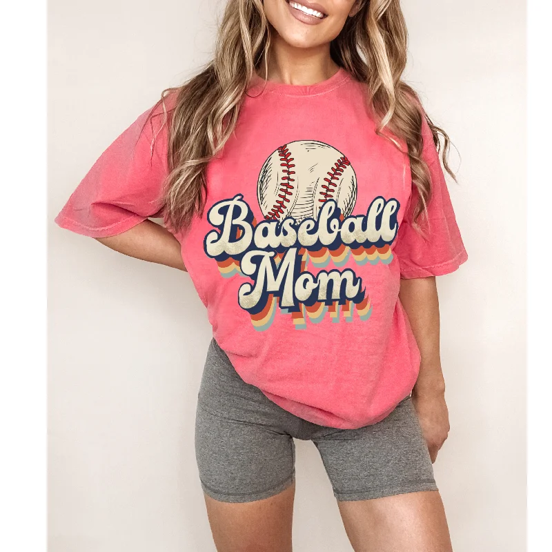 Baseball Mom Comfort Colors® T-Shirt, Spring or Summer Tee, Gift for Mom, Distressed, Retro Design Baseball T-Shirt