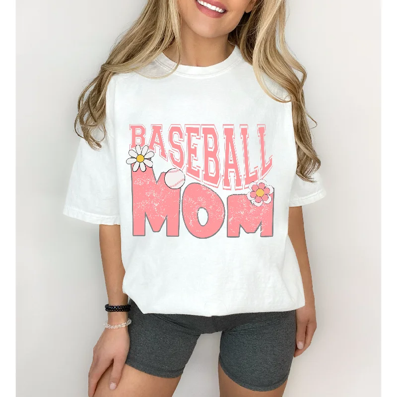 Baseball Mom Comfort Colors® T-Shirt, Spring or Summer Tee, Gift for Mom, Distressed, Retro Design Baseball T-Shirt