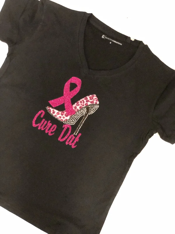 Cure Dat Pink Leopard Heeled Rhinestone T-Shirt