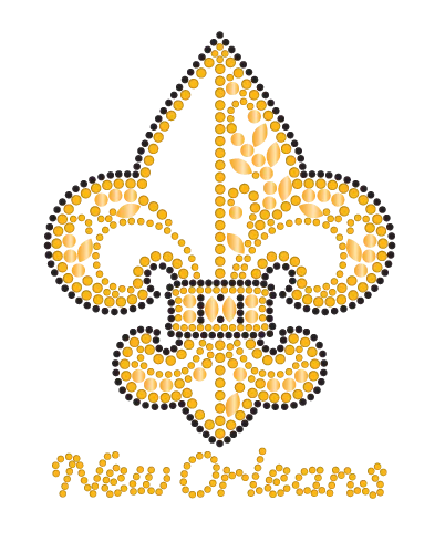 Fleur de Lis Gold and Black Border Rhinestone with Swirls Tshirt