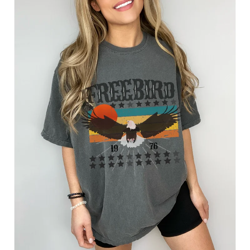 Free Bird Comfort Colors® T-Shirt, Spring Music Festival T-Shirt, July Fourth Tee, Fourth of July, Classic Rock Garment Dyed Tee