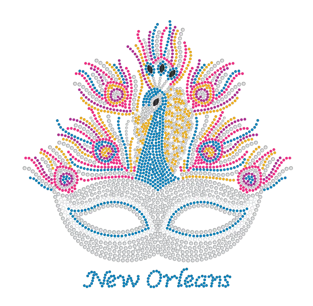 Mardi Gras Rhinestone Mask with Peacock Design