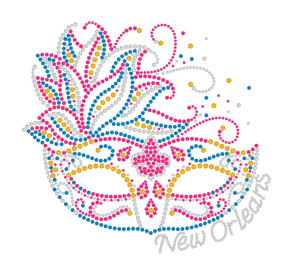 Mardi Gras Rhinestone Mask with Pink and Blue Feathers