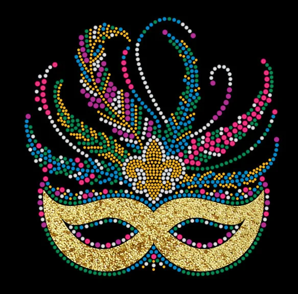 Mardi Gras Rhinestone Mask with yellow