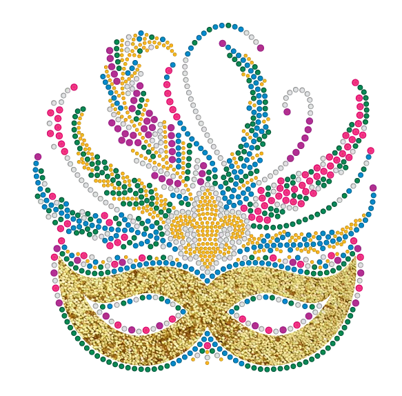 Mardi Gras Rhinestone Mask with yellow