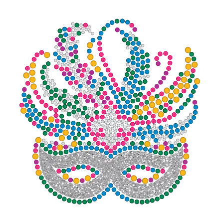 Mardi Gras Rhinestone Mask with Silver Accents