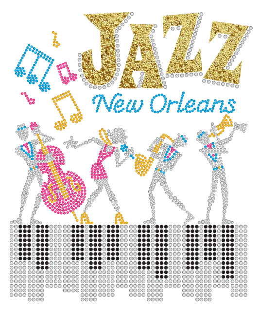 New Orleans Jazz Rhinestones