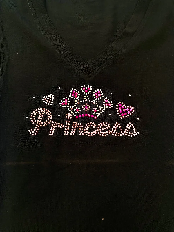 Princess with Crown Rhinestone Princess Cut Youth T-Shirt