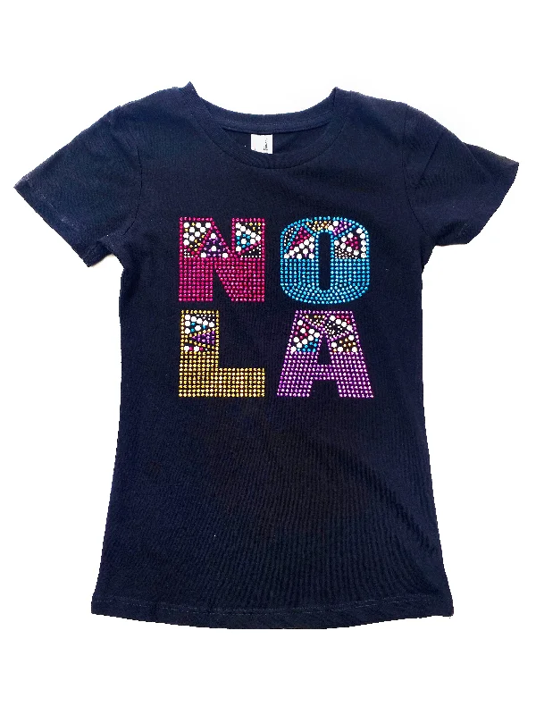 Rainbow Rhinestone NOLA Princess Cut Youth T-Shirt